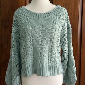 Mint Cable Knit Sweater